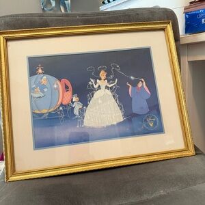 Vintage 1995 Disney Store Cinderella Lithograph Framed Art Print
